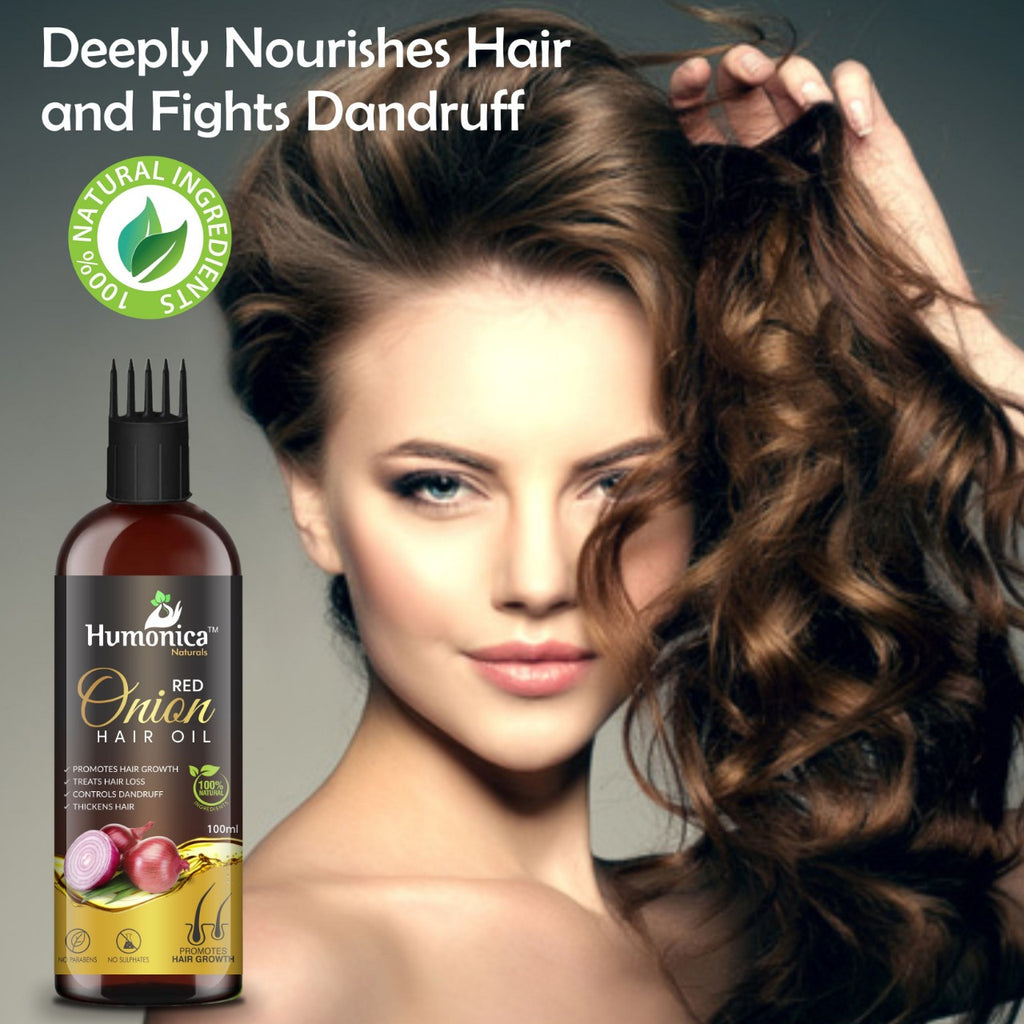 Humonica Naturals Red Onion Hair Oil for Hair Fall, Regrowth & Thickness
