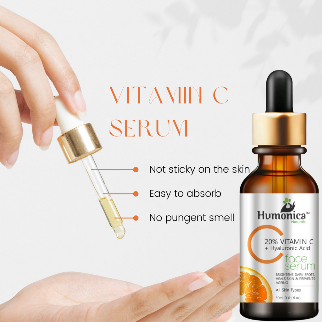 Humonica Naturals Vitamin C+ HA Face Serum for Glowing Skin & Dark Spots