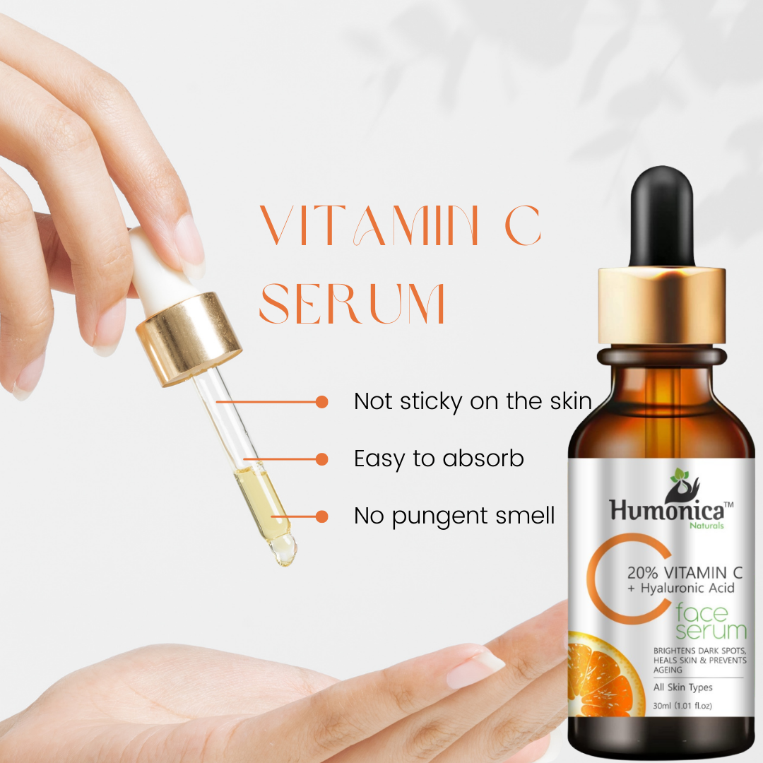 Humonica Naturals Vitamin C+ HA Face Serum for Glowing Skin & Dark Spots